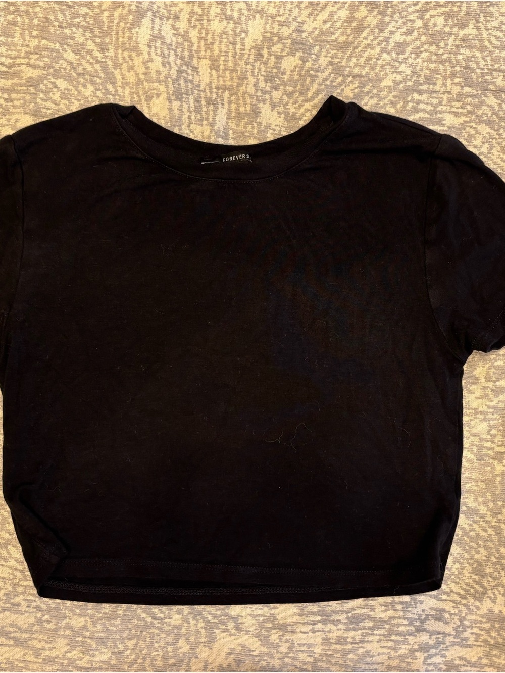 Forever 21 Black Short Sleeve Crop Top
